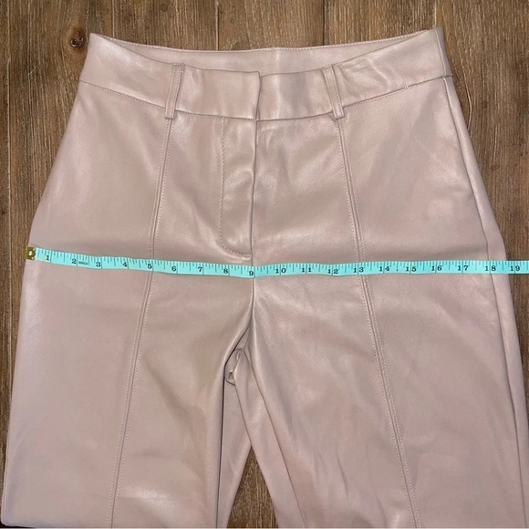 7 For All Mankind High Waisted Faux Leather Slim Leg Pant Taupe Sz S - Picture 4 of 13